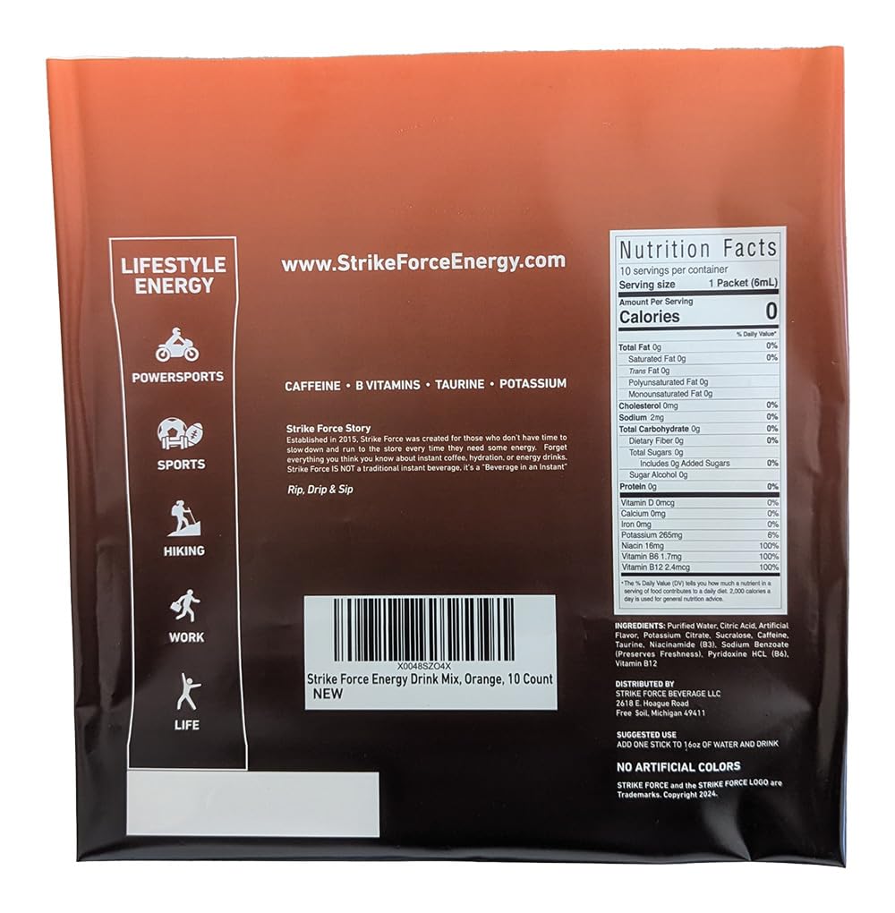 Strike Force Energy Drink Mix - Original Flavor - Natural Tasting Caffeine Drink - Turn Any Drink into a Healthy Energy Drink - Zero Calories, Keto Friendly, Sugar Free, Pre Workout (40 Liquid Packs)
