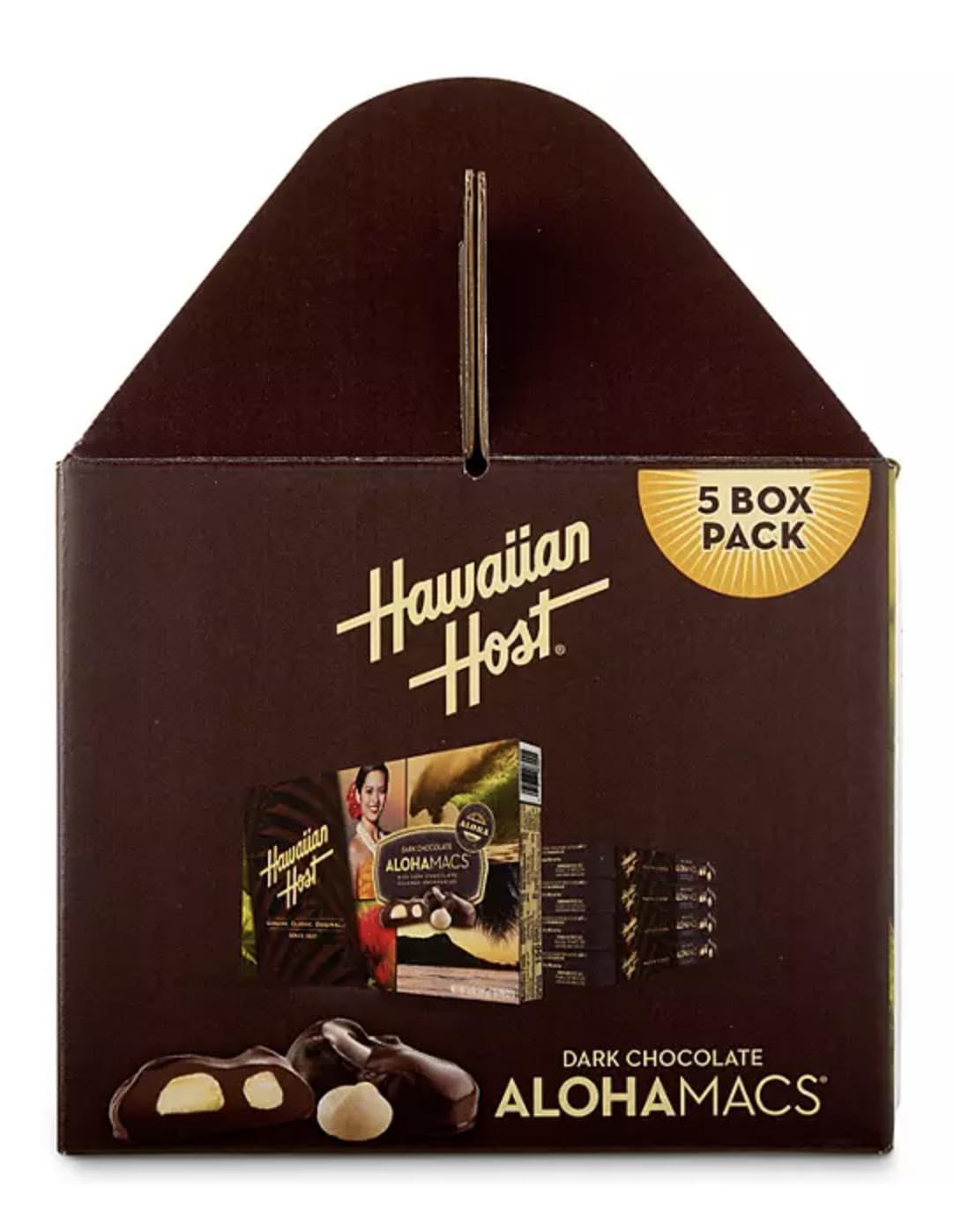 Dark Chocolate Covered Macadamia Nuts by Hawaiian Host, 5 Box Tote - 5 ounces