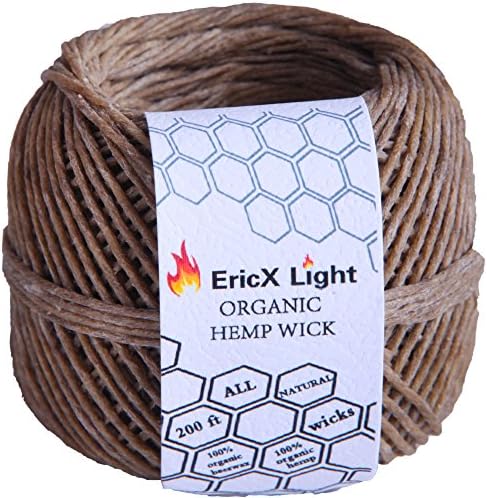 Organic Hemp Wick,200 FT Spool,Well Coated with Beeswax,Standard Size(1.0mm)