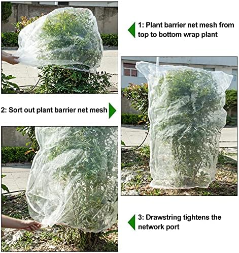 Insect Bird Barrier Mesh, 3.5 x4.6FT Garden Netting Barrier with Drawstring