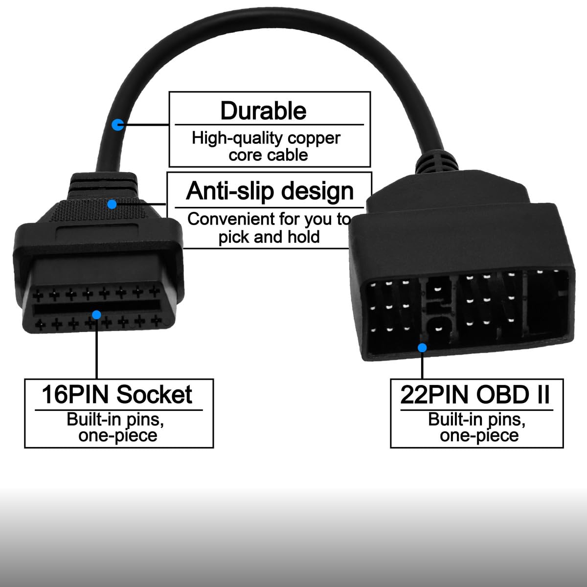 OBD OBD2 16 Pin Connector Diagnostic Adapter Cable Compatible for BMW 20 Pin