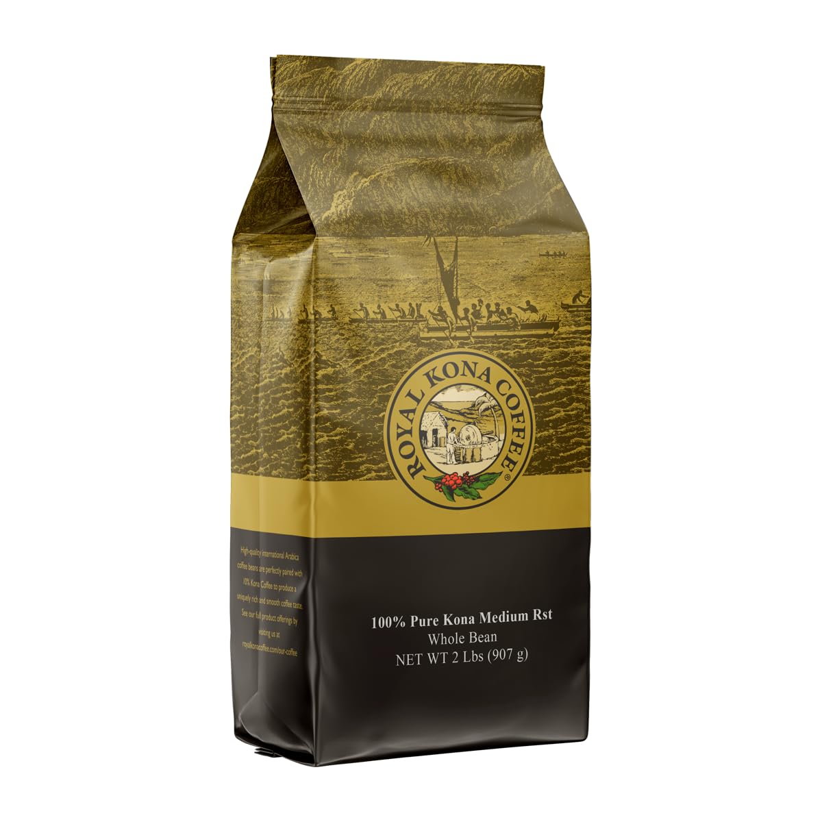 ROYAL KONA COFFEE Whole Bean - 100% Hawaiian Kona Coffee, Private Reserve, Medium Roast, (Pack of 2)