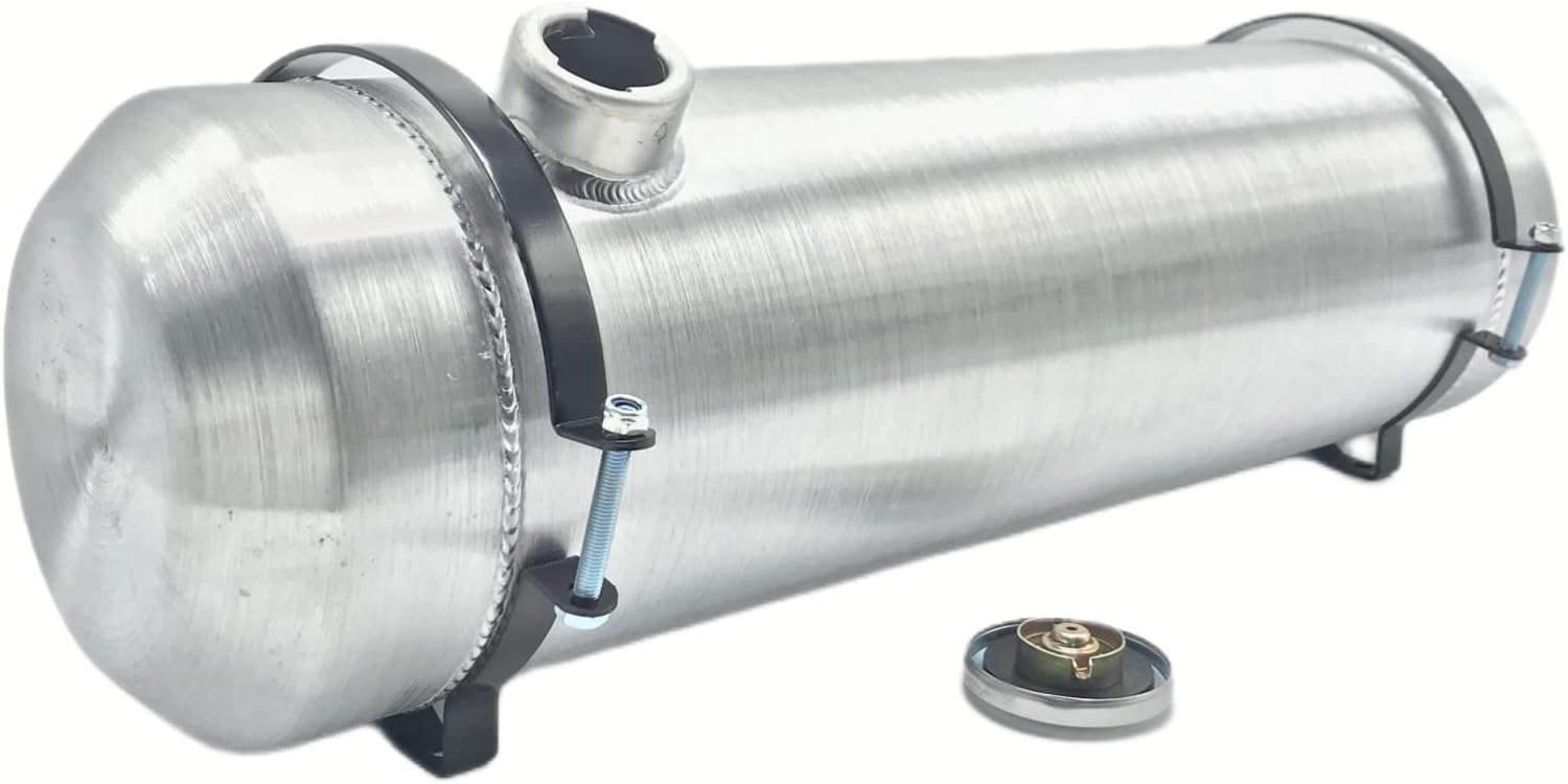 JSD 5 Gallons 8”x24“ Aluminum Spun Round Fuel Gas Tank Cell Fuel Tank with Bracket End Fill 1/4" NPT Outlet