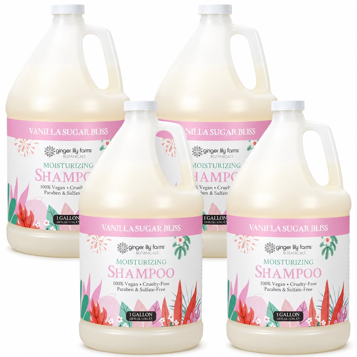 Ginger Lily Farms Botanicals Moisturizing Shampoo for All Hair Types, Coco Mango, 100% Vegan & Cruelty-Free, Coconut Mango Scent, 1 Gallon (128 fl oz) Refill | for Hands, Body & Hair, Moisturizing Wash, Salon Wash, Spa Cleanser, Salon & Spa Essentials, M…
