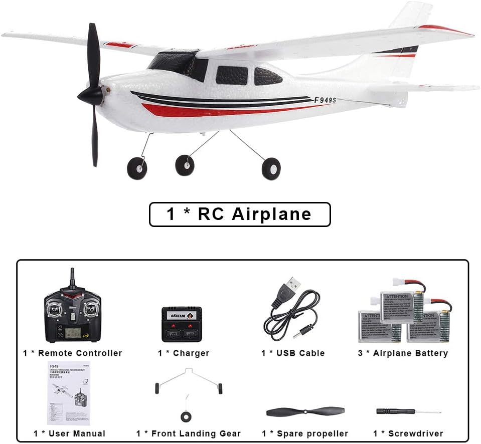 GoolRC WLtoys F949S RC Airplane, 2.4Ghz 3CH RC Plane with Gyroscope, EPP Remote Control Airplane, Easy to Fly RC Aircraft with 3 Batteries