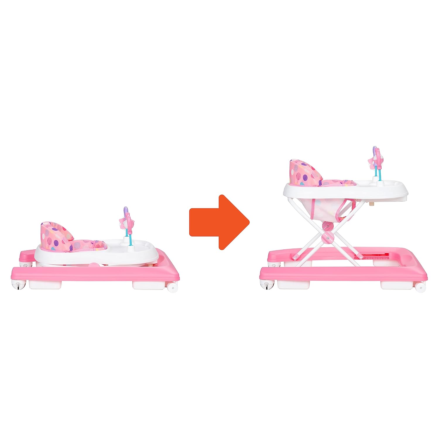 Smart Steps Trend Activity Walker with Removeable Toy Bar, Multi-Directional Front Wheels, Tray, Adjustable Height and Flat Fold Frame for Storage, Ages 6 Months +, Emily Pink