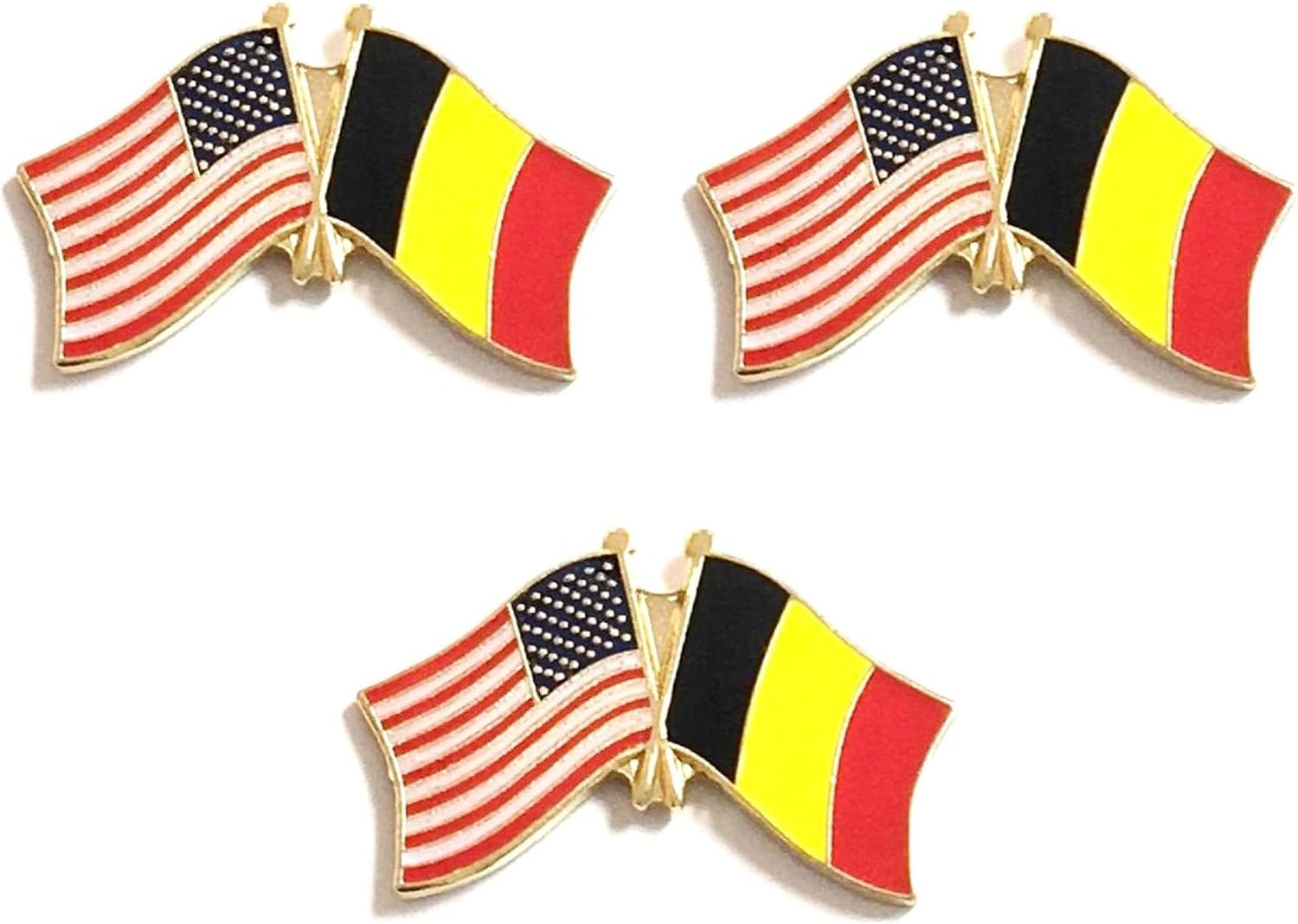 3 National Country Flag Crossed Enamel Flag Pins Pack of 3 Friendship Double Flags