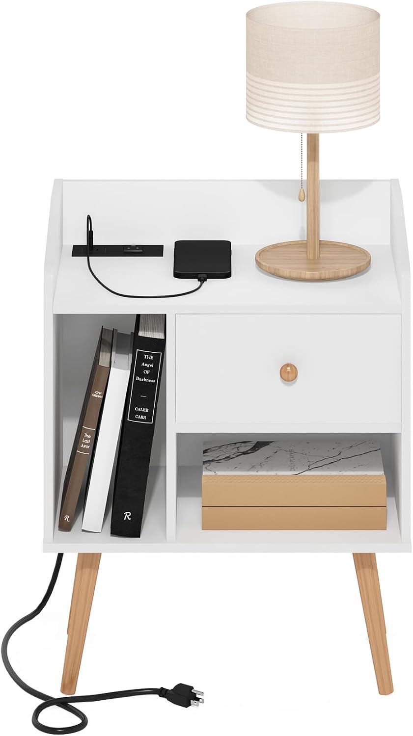 Furinno Turn-N-Tube End Table Corner Shelves, Set of 2, Dark Cherry/Black | Stackable Modern End Table with Open Shelf, Night Stand, Bedside Table, for Living Room, Bedroom
