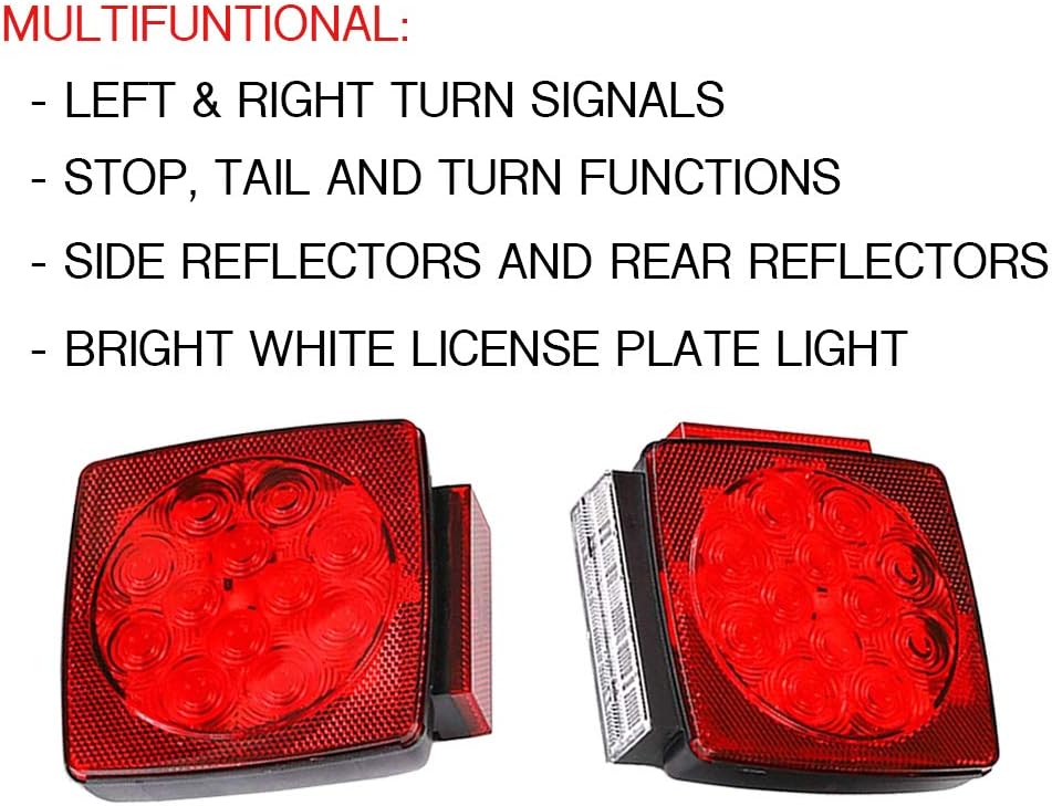 MAXXHAUL 50343 12V LED Submersible Left and Right Trailer Lights for Trailers Less than 80" Wide