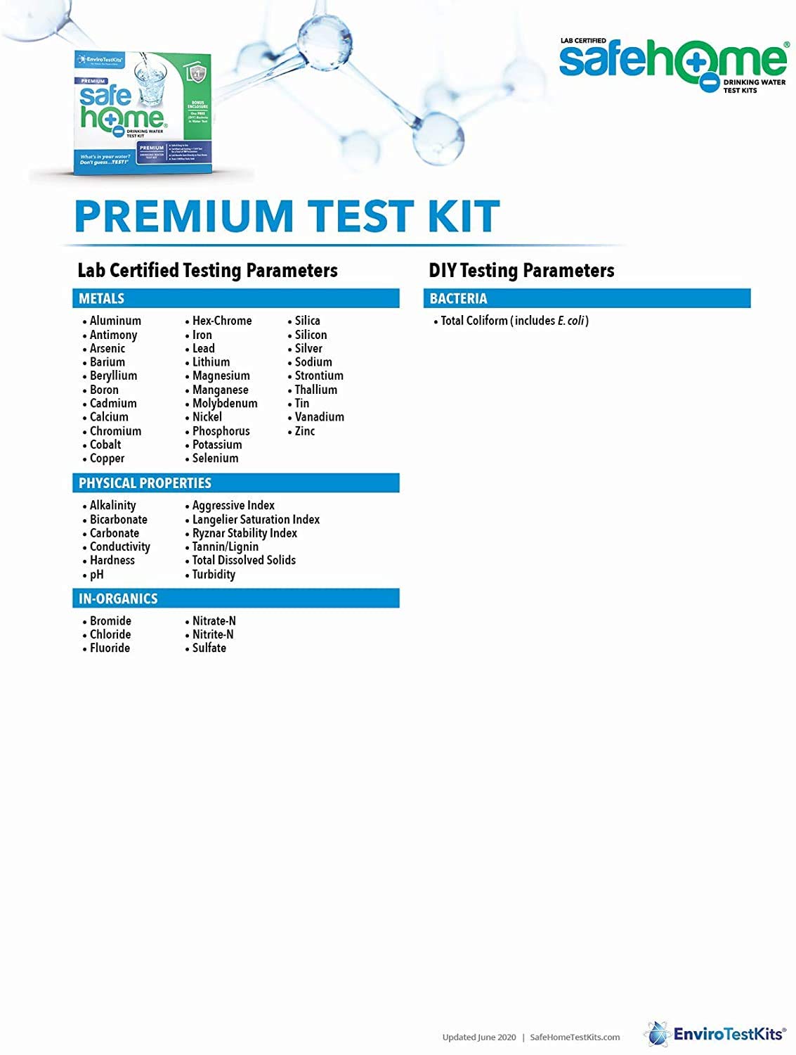Safe Home® 200-in-1 Ultimate Drinking Water Test Kit – Tests for 200 Parameters at our EPA Certified Lab – Home Inspections, Mortgage Loans, Real Estate Transactions, & More