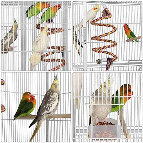 Yaheetech 69" Large Bird Cage for Parakeets, Budgies, 3-Tier Flight Cage | Detachable Rolling Stand, Easy Cleaning Slide-out Tray, Multi-door Access, 0.4'' Bar Spacing, Free Accessories