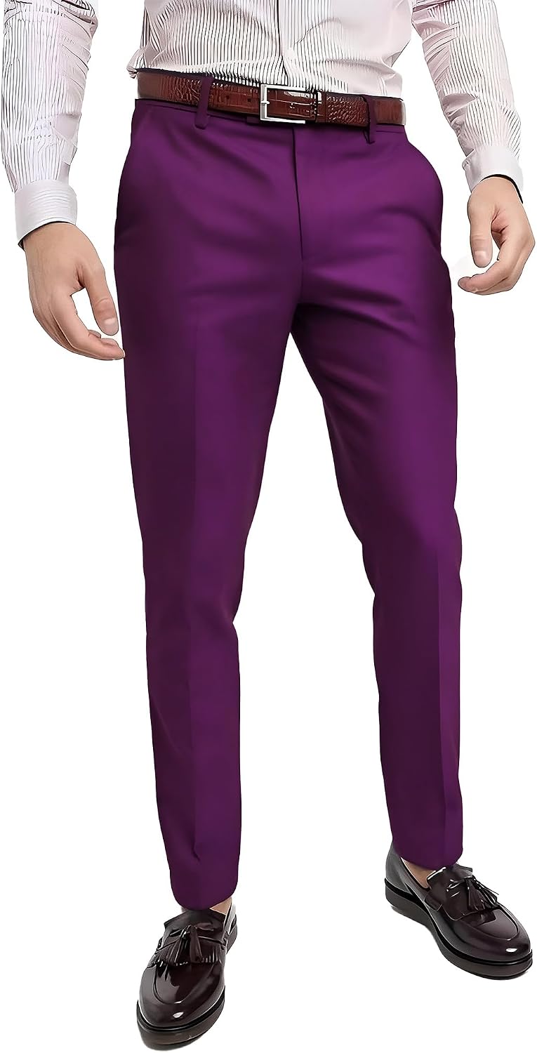 Men's Cozy Hidden Expandable Waist Dress Pants | Premium Stretch Texture Weave Work to Weekend Pants