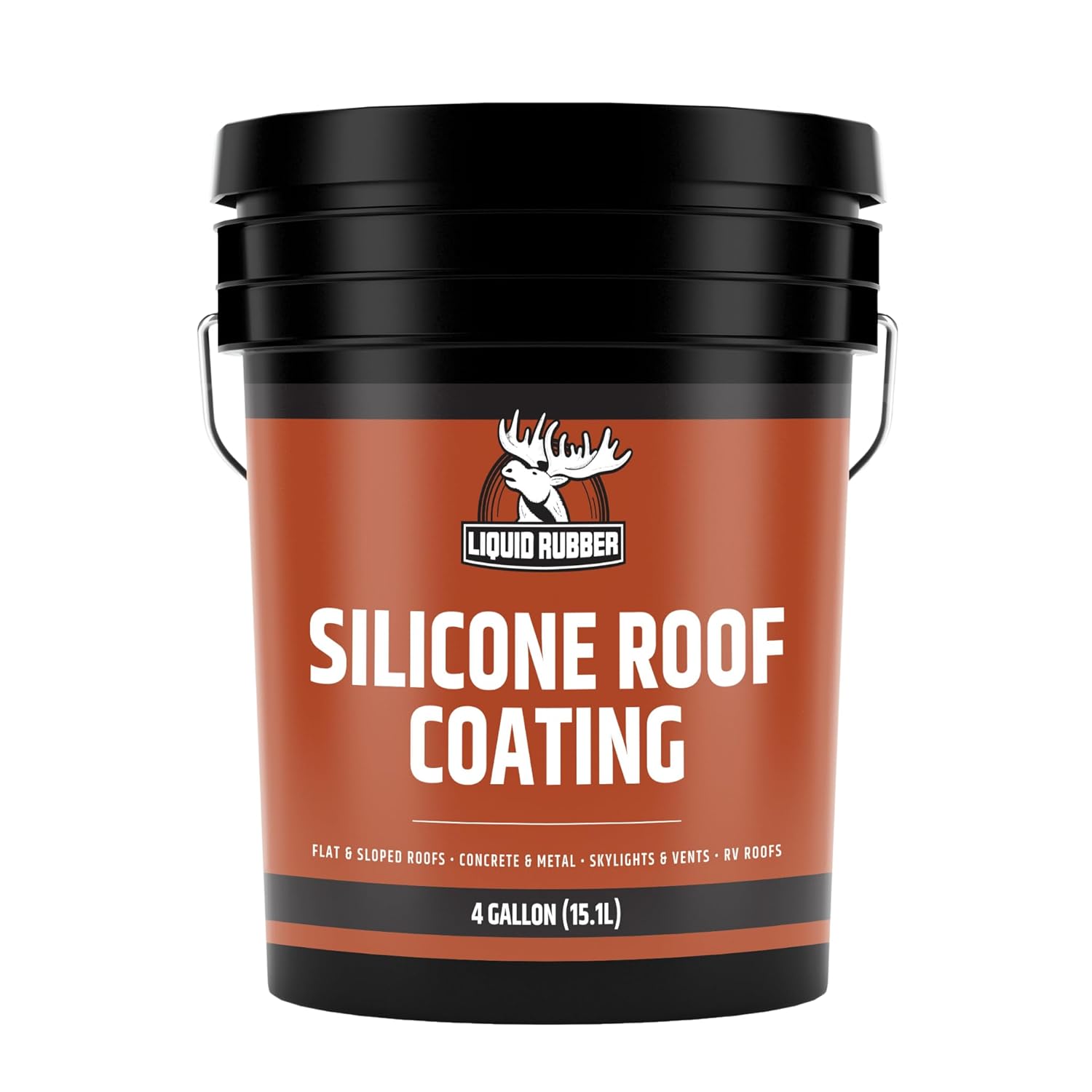 Liquid Rubber Silicone Roof Coating UV-Reflective Coating, White, 4 Gallon | Solar Reflective, One-Coat Sealant for Flat, Low-Slope, Metal, Concrete, EPDM and TPO Roofs. No Primer Needed Except EPDM/TPO