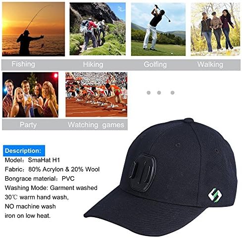Smatree Baseball Hat with Quick Release Buckle Mount Compatible for GoPro 5 Session Hero 10/9/8/7/6/5/4/3 Plus/3/2/1/DJI OSMO Action Cameras (L
