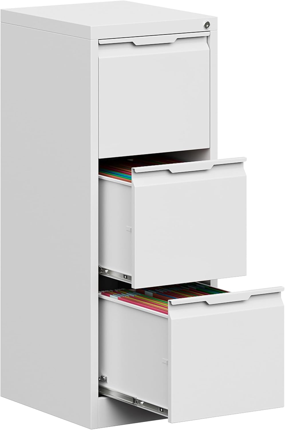 3 Drawer File Cabinet with Lock,Vertical Filing Cabinets for Home Office,Heavy Duty Metal File Cabinet for Hanging A4/Letter/Legal Size File,Vertical File Cabinet 15" W X 17.8" D X 38.3" H-Black