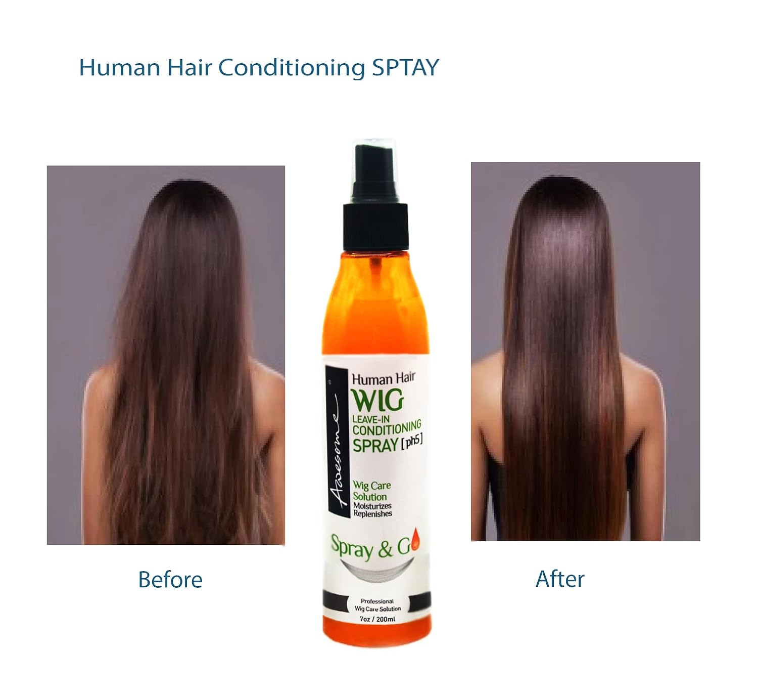 Awesome Human Hair Wig Leave in Conditioner Spray, pH5, Detangler & Easy Combing, Promoting Silkiness, Shine & Freshness, preventing Dryness (7 fl oz) | Full-size camellia oil mist that brings dry human hair wigs back to life