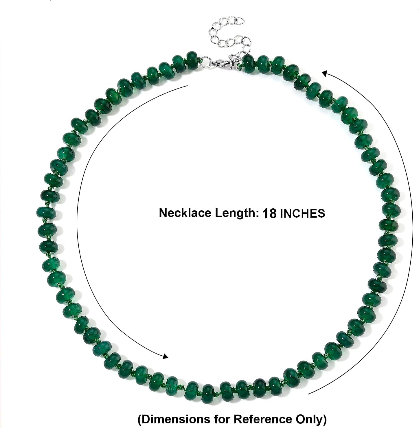 Verde Onyx 180.00 ctw Rondelle Beaded Elegance Necklace in Steel 18-20"