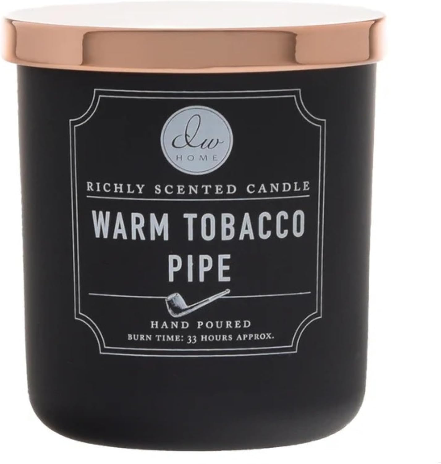DW Home Warm Tobacco Pipe Scented Candles, 15 oz Large Double Wick Jar, Up to 56 Hour Burn Time, Strong Long Lasting Woodsy Fragrance, Gifts for Men & Women