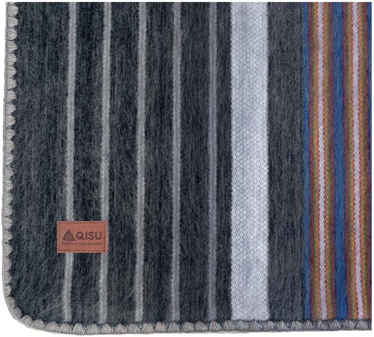 QISU Alpaca Wool Blanket Throw | Large, Beautiful, Warm, Variegated | 85 x 65 inches | Ultra-Soft, Hypoallergenic and Breathable | Non-Itchy or Scratchy Fabric (Green Variegated)