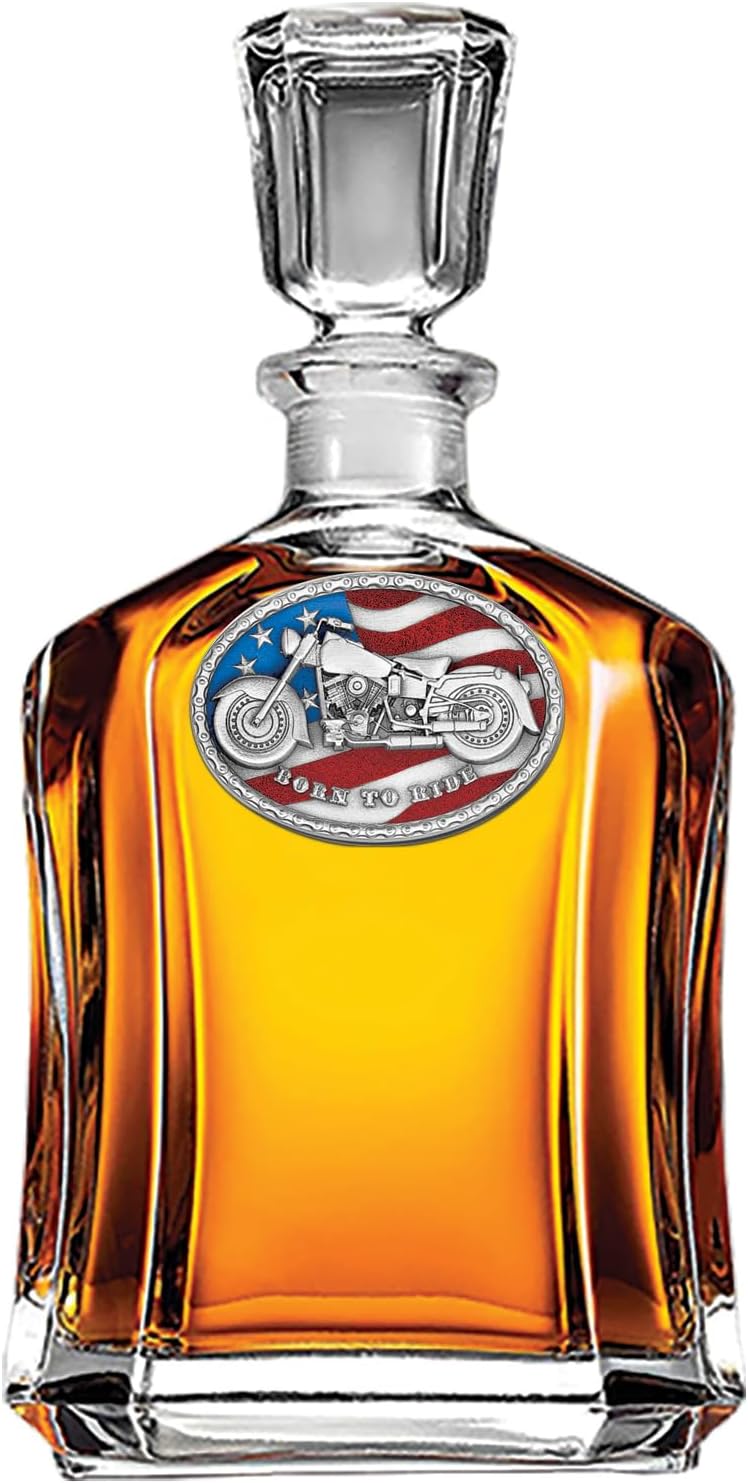 Marines Decanter – Eagle Globe & Anchor | 24 OZ Whiskey Decanter for Liquor with Airtight Stopper | Expertly Crafted Pewter Glass Clear