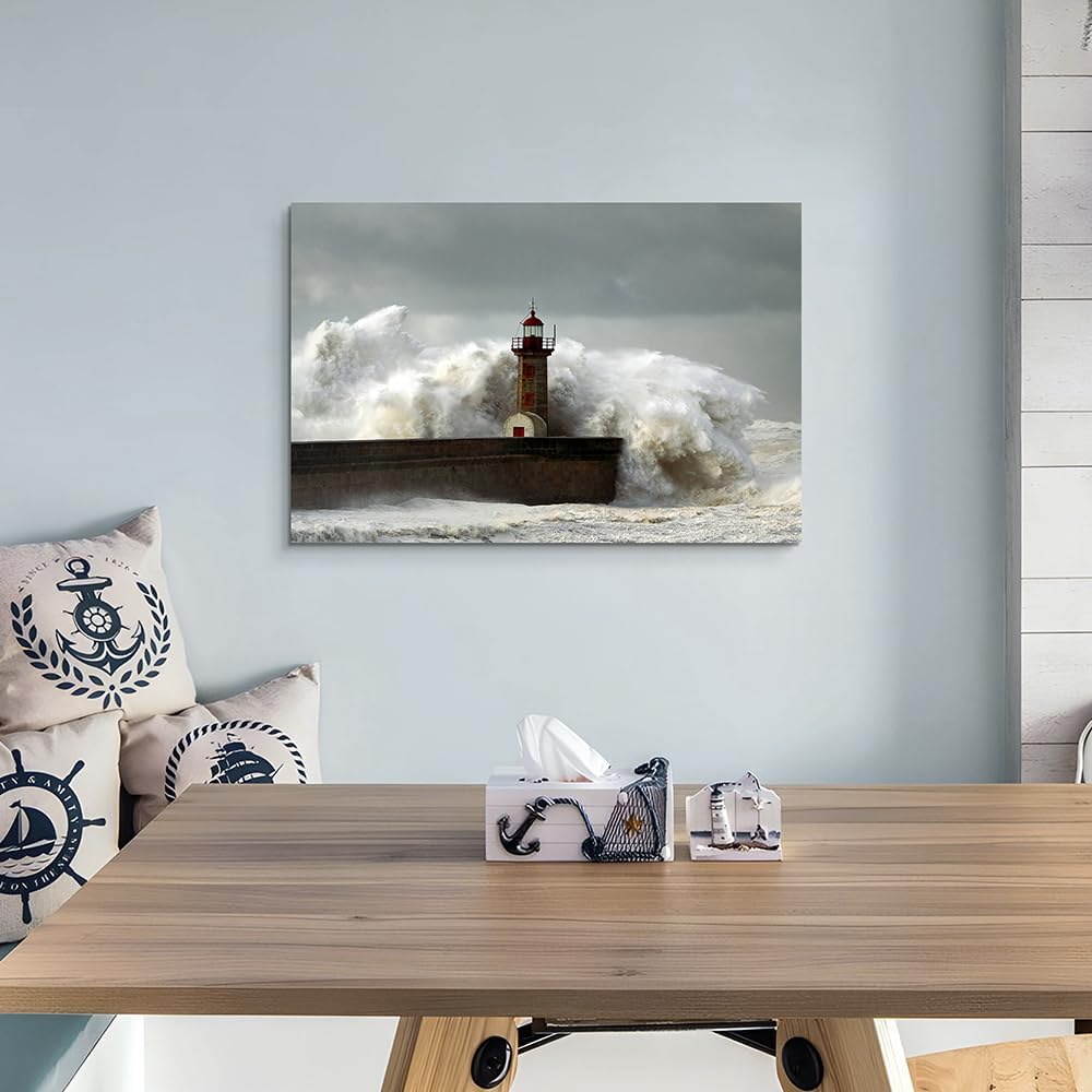 Hardy Gallery Ocean Wave Canvas Wall Art Coastal Decor 16x11 Inch
