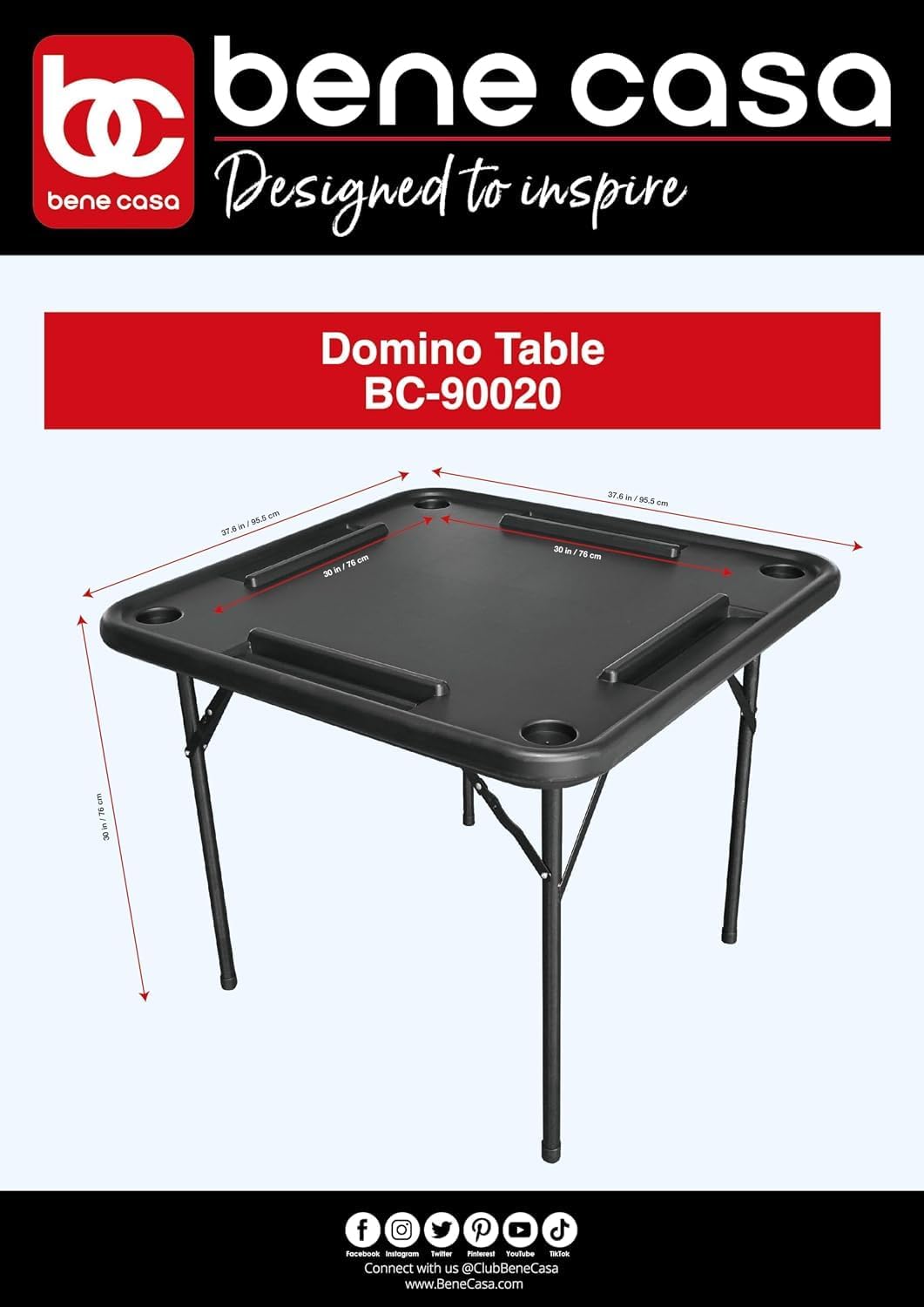 Benecasa Blow Mold Domino Game Table