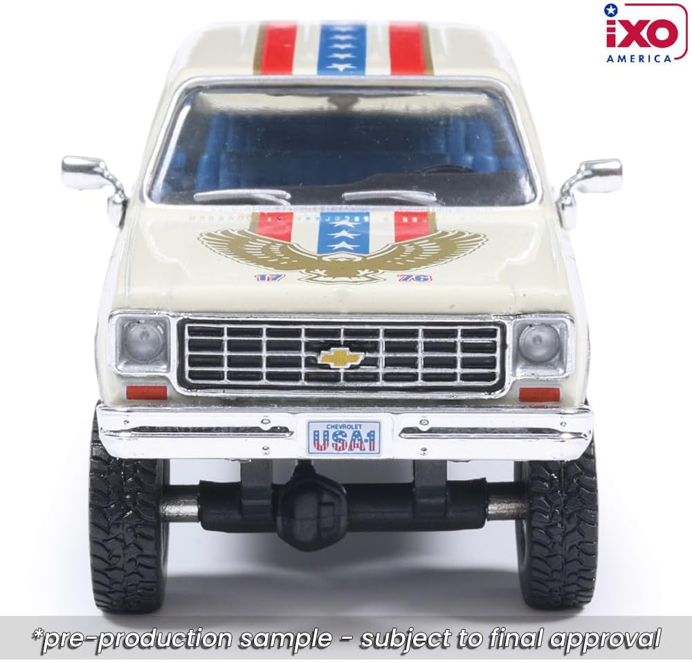 Diecast Compatible with IXO Models 1976 Chevy Custom Deluxe K30 FleetSide Squarebody July 4th Exclusive 1:64 Scale