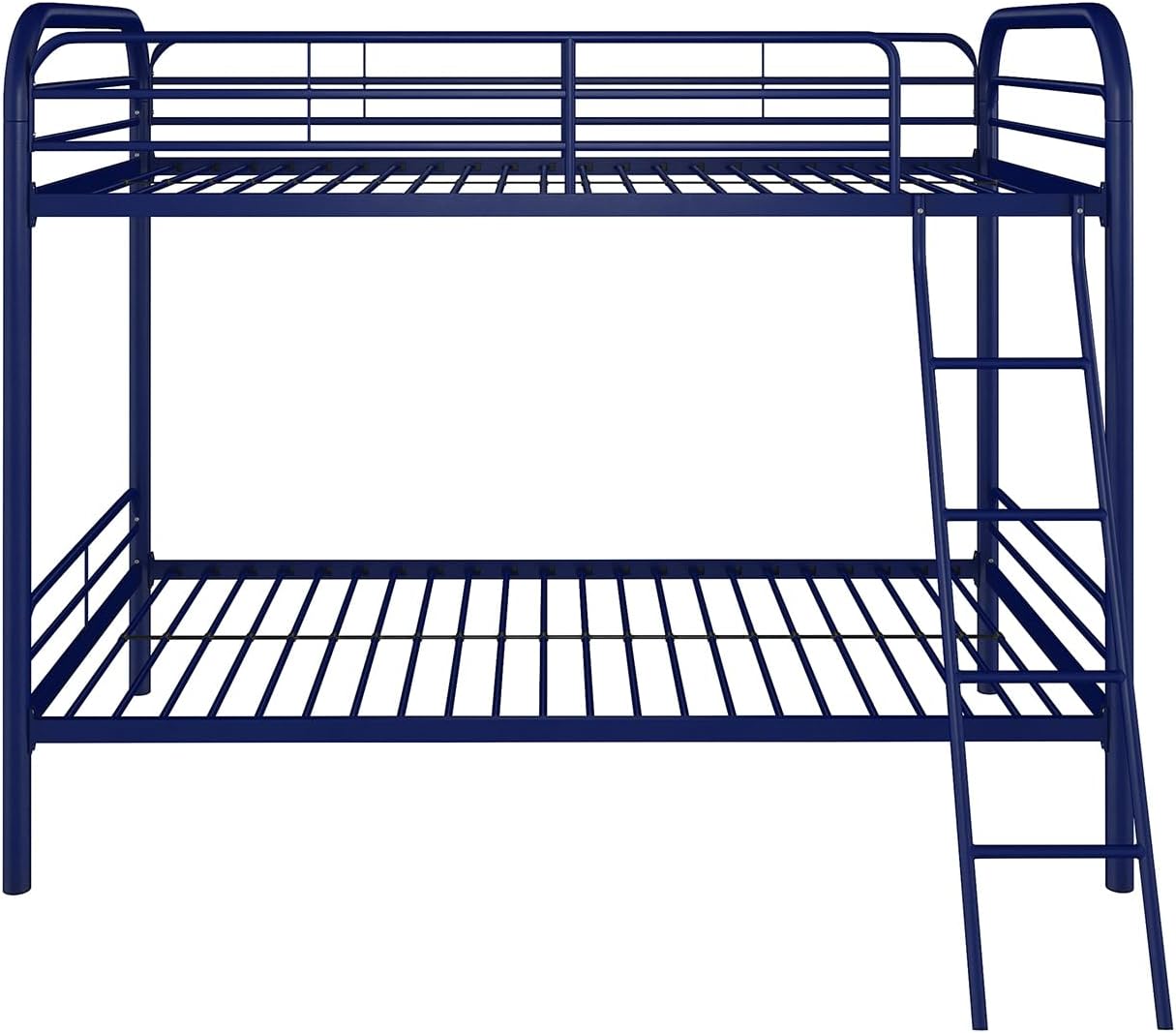 DHP Twin-Over-Futon Convertible Couch and Bed with Metal Frame, Ladder and Guardrails - Black