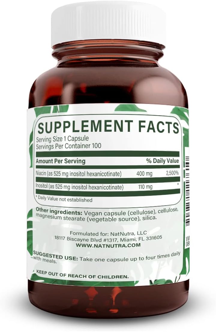 Natural Nutra No Flush Niacin, Vitamin B3 Supplement, Helps Improve Cardiovascular Health, Helps Improve Skin Texture, Promotes Better Brain Function