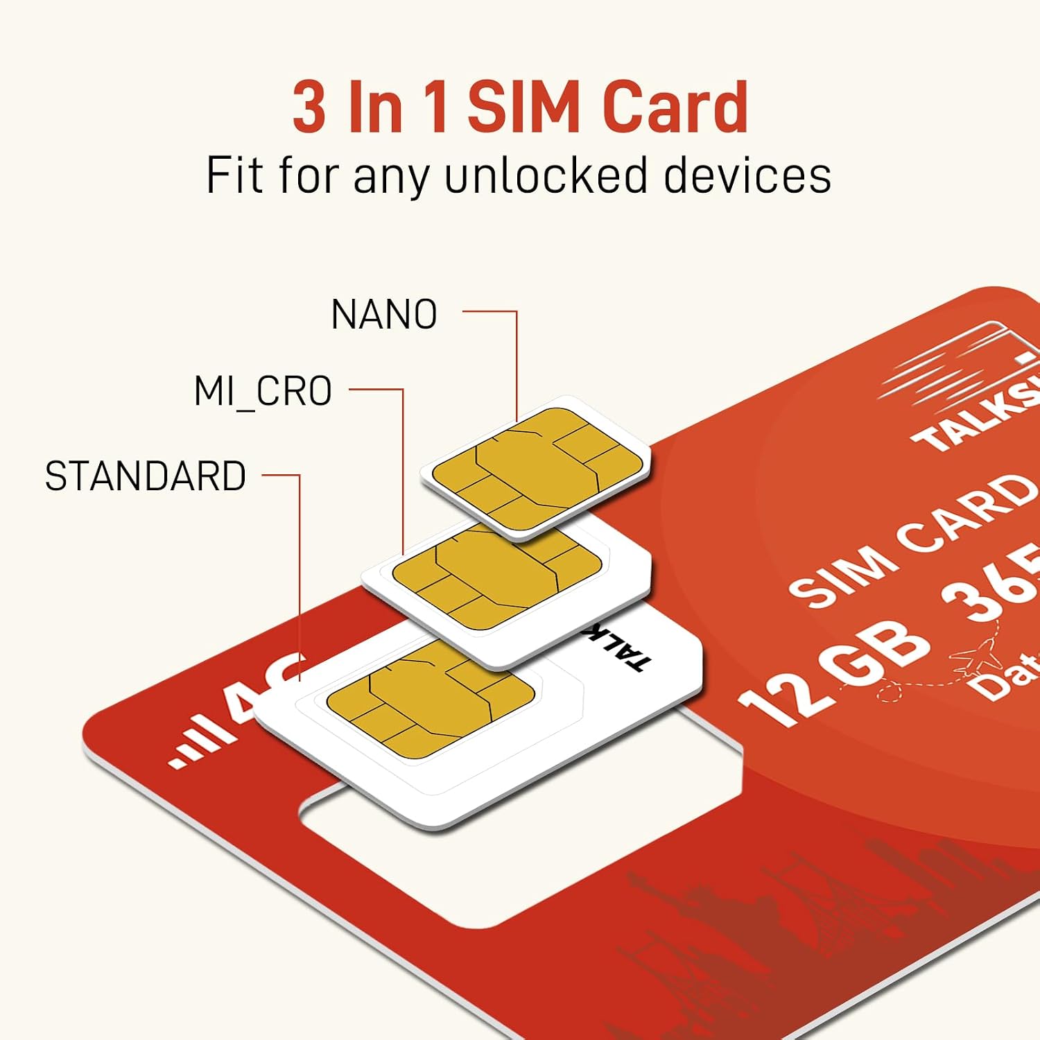 Data SIM Card 24GB 365Days Works with Verizon, AT&T and T-Mobile | 4G LTE USA Data Only, Compatible with Unlocked Security Camera/Router/Mobile WiFi Hotspot/Tablet/Trail Devices