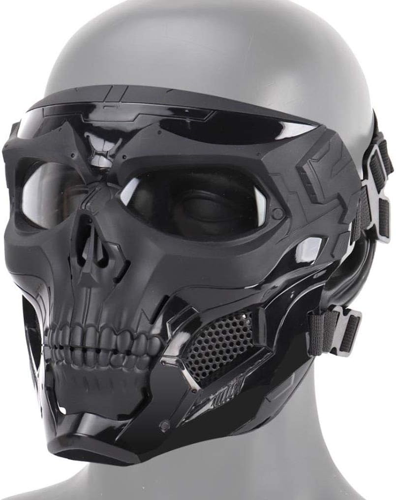 Tactical Mask Protective Full Face Clear Goggle Skull mask Dual Mode Wearing Design Adjustable Strap