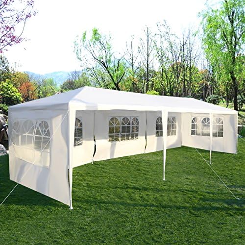 Tangkula 10'x30' Outdoor Canopy Tent Heavy Duty Party Wedding Event Tent Sturdy Steel Frame with 5 Removable Sidewalls Waterproof Sun Snow Rain