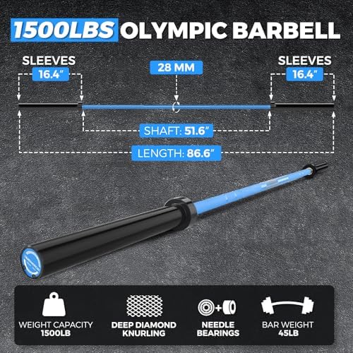 7FT Alloy Steel Olympic Barbell, 1500LB 45LB