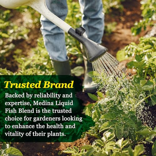 Medina Liquid Fish Blend Fertilizer 2-3-2, 1 Gallon | Gro, Bloom, and Lush Gardens, Seaweed Enriched Plant Food, Vibrant Growth and Blooms, Available