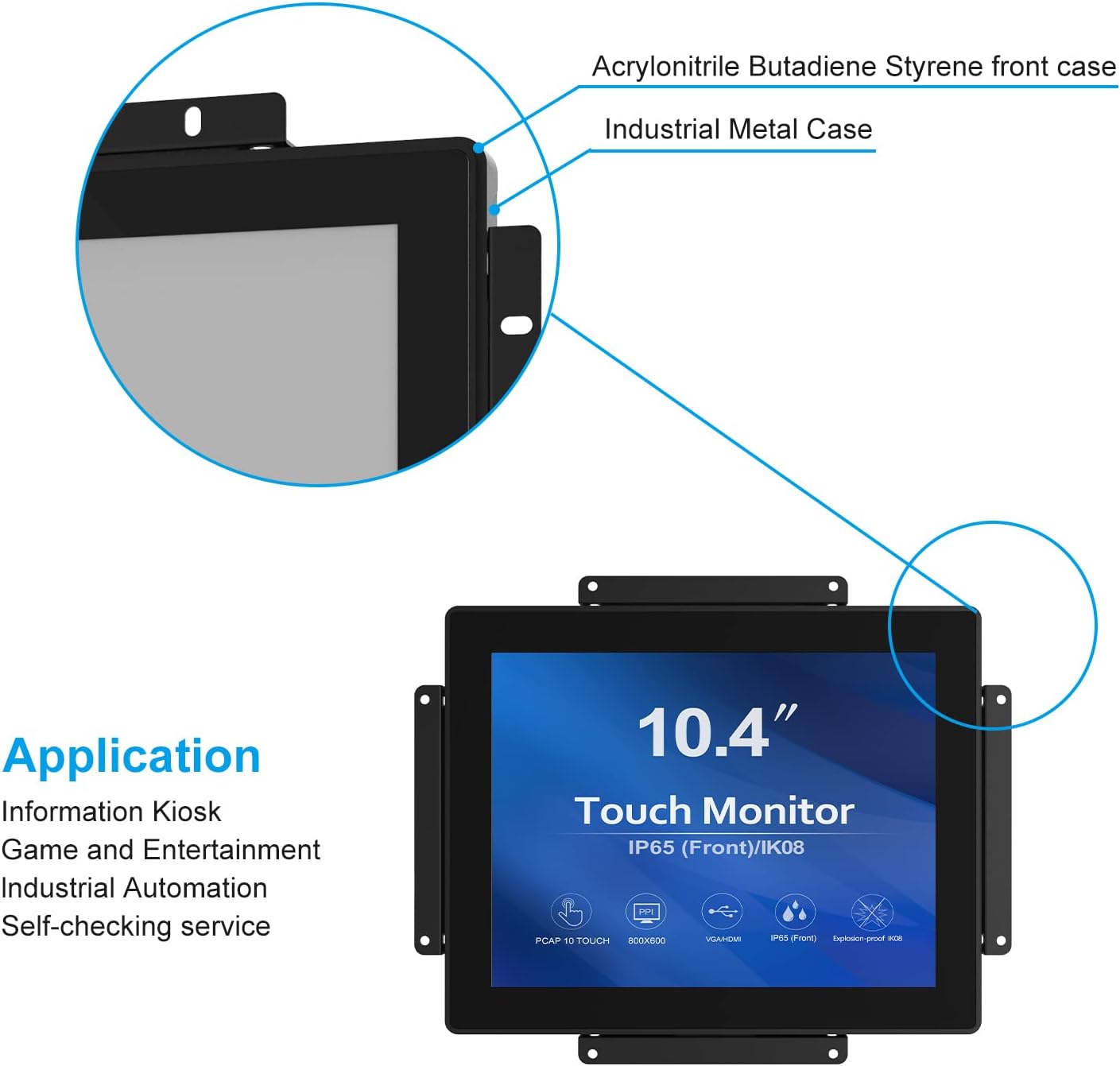 GreenTouch 18.5 Industrial Touch Monitor Open Frame, HDMI/VGA/DVI Interface, Muliti Touch Capacitive Touch Screen Technology