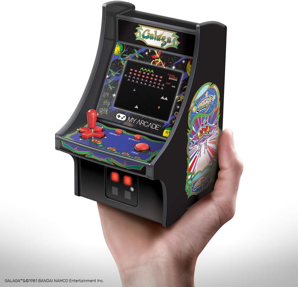 My Arcade Micro Player Mini Arcade Machine: Galaga Video Game, Fully Playable, 6.75 Inch Collectible, Color Display, Speaker, Volume Buttons, Headphone Jack - Electronic Games