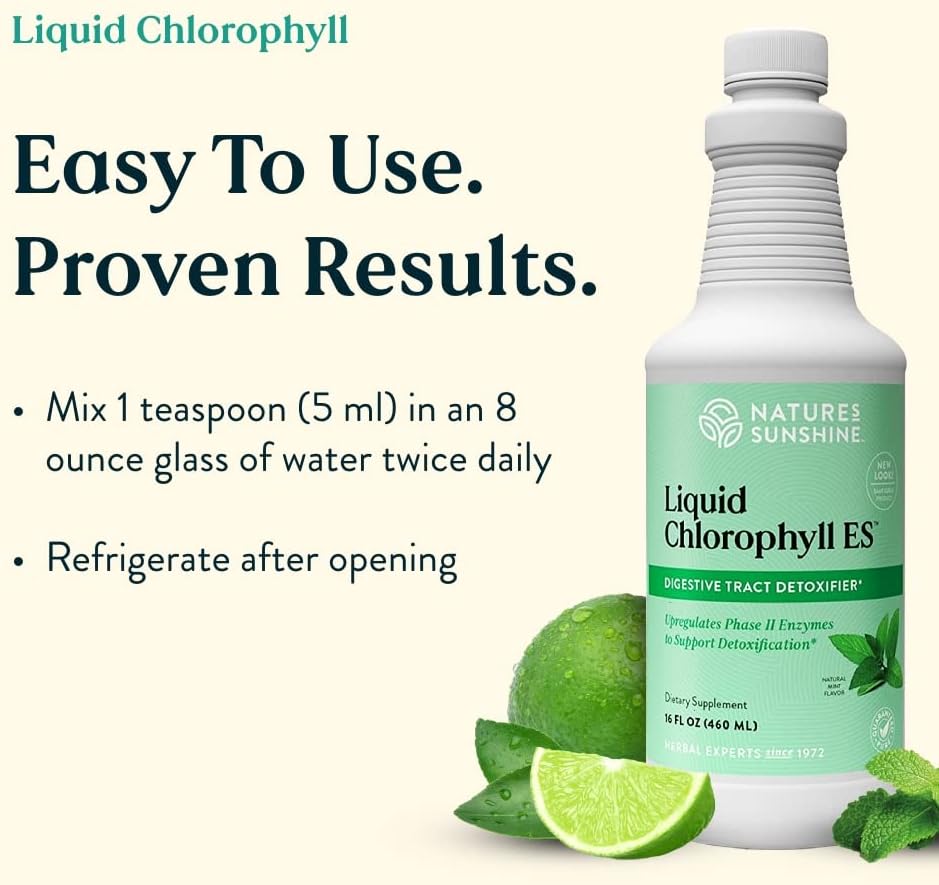 Nature's Sunshine Liquid Chlorophyll Extra Strength - Immunity Support, Detox & Cleanse, Chlorophyll Liquid Drops with Spearmint Oil, Natural Energy Boost, Internal Deodorant - 16 Fl Oz