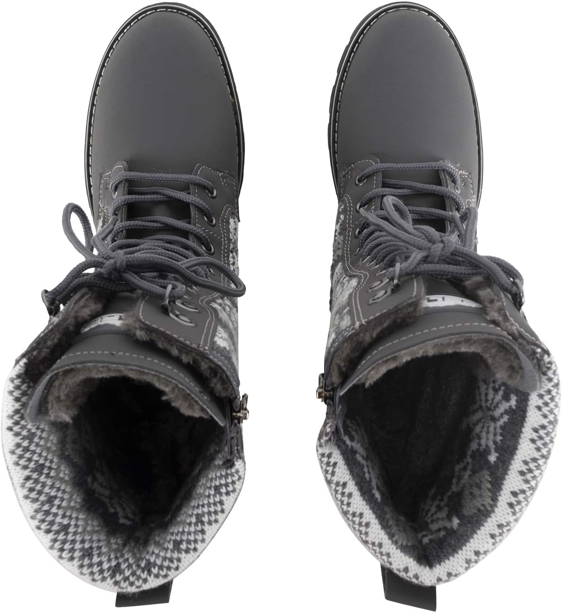 POLAR Womens Faux Fur Warm Thermal Waterproof Outdoor Walking Snow Winter Rubber Sole Calf Boots
