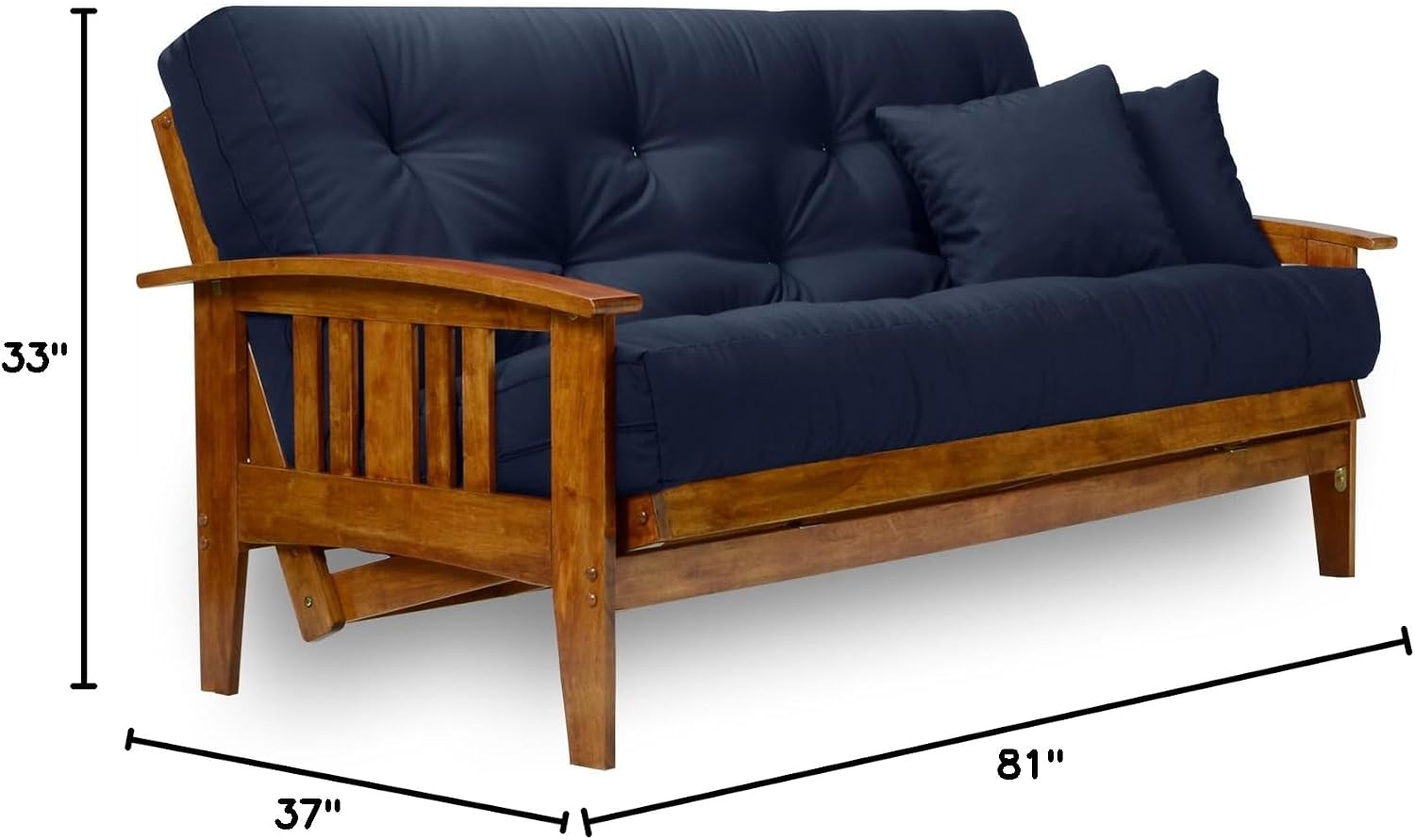 Westfield Futon Set - Queen Size, Frame, 8" Mattress, Twill Ivory Cover