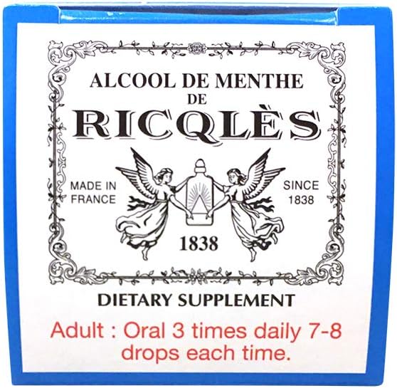 Ricqles Peppermint Oil Dietary Supplement (Supports Healthy Digestion, Intestinal Comfort) (1.69 fl. oz) (1 Bottle) (Product of France).