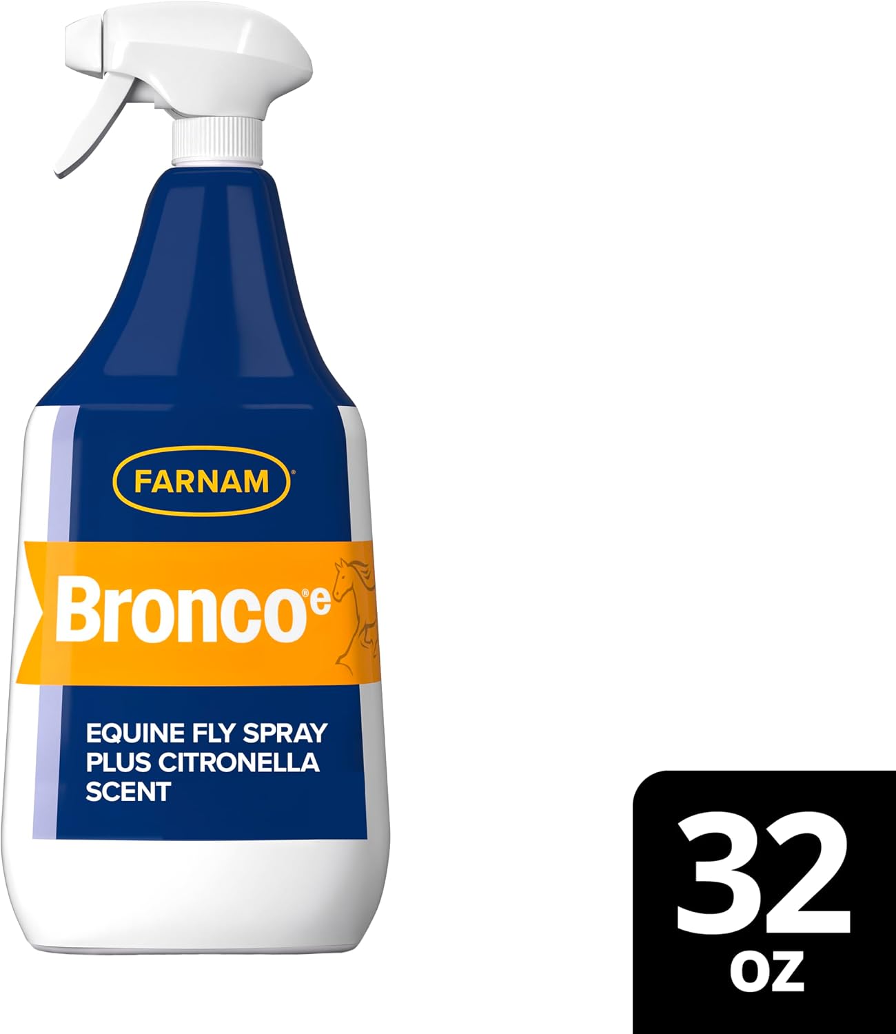 Farnam Bronco E Fly Spray for Horses, Dogs & Premises 128 oz Refill | Kills & Repels Stable, Horse, Deer, House & Horn Flies, Mosquitoes, Fleas, Chiggers, Ticks, Lice & Gnats