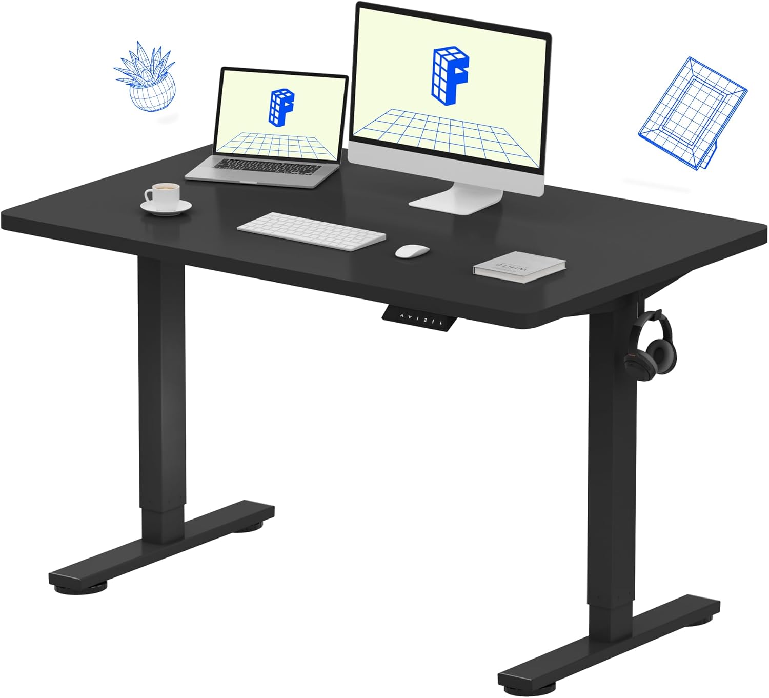 FLEXISPOT EN1 One-Piece Standing Desk, Electric Adjustable with 4 Memory Presets, 176 LBS Capacity, Stable & Quiet