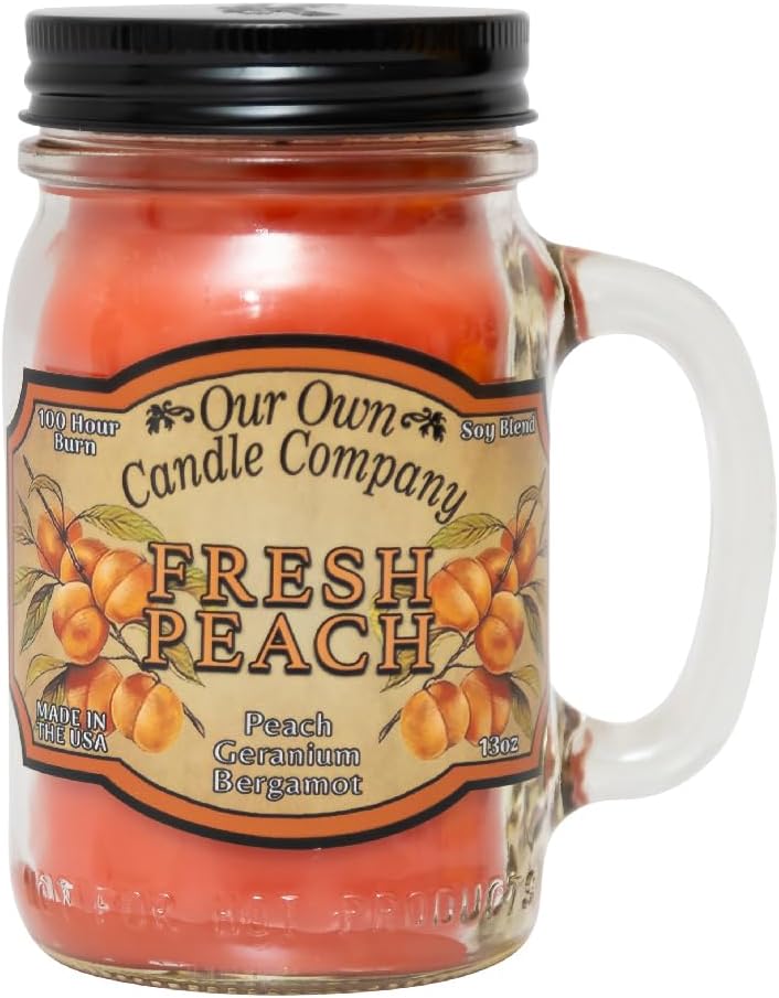 Balsam Pine Scented Mason Jar Candle, Our Own Candle Company, 13 oz | Clean, fresh Balsam-pine-tree scent; soy blend wax; lead-free wick with patented straightener; long lasting