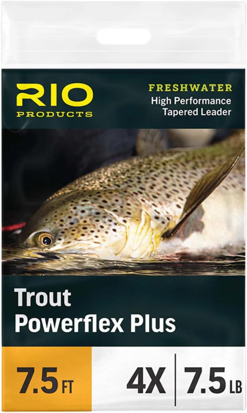 RIO PRODUCTS Trout Powerflex Plus Leader, Pre-Tied Loop for Easy Rigging, High Performance Tapered Leader Line