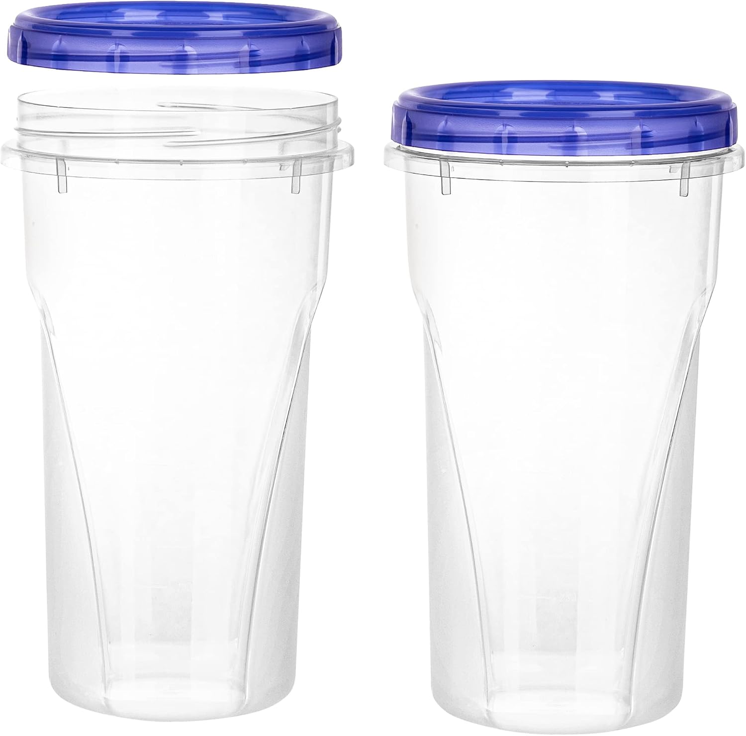 PLASTICPRO Twist Top Deli Containers Clear bottom With blue [32 oz 3 Pack]