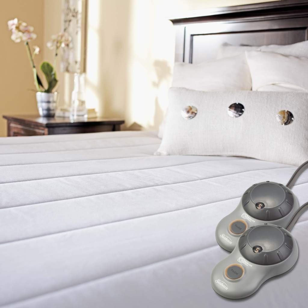 Sunbeam Heated Mattress Pad | Quilted Polyester, 10 Heat Settings , White , King - MSU3GKS-P000-12A00