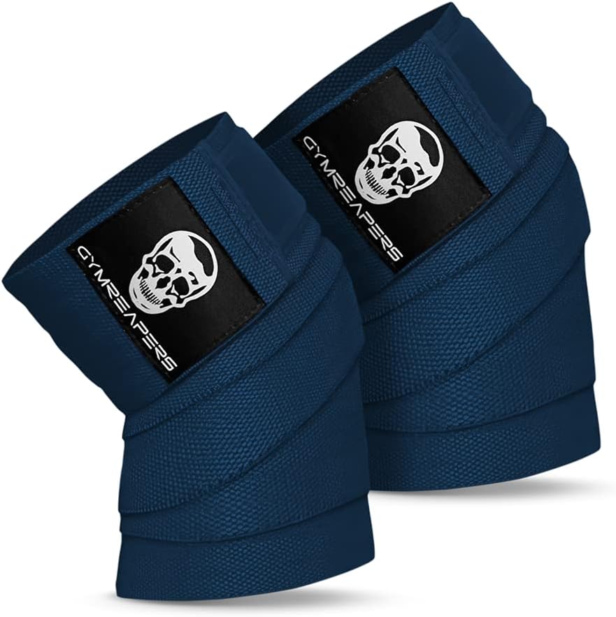 Gymreapers Knee Wraps for Squats and Powerlifting 72 Inch Compression Wraps with Strap for Men & Women Weightlifting Support