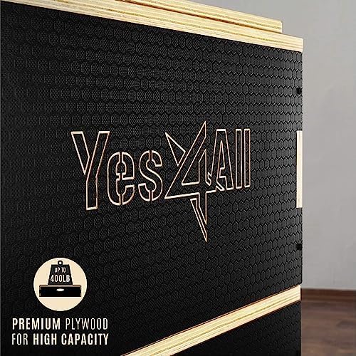 Yes4All Stackable Wood Plyo Box/Plyometric Box, Ideal for Jumping Exercise, Available in 5 Sizes (4"", 6"", 8"", 12"", 16"")