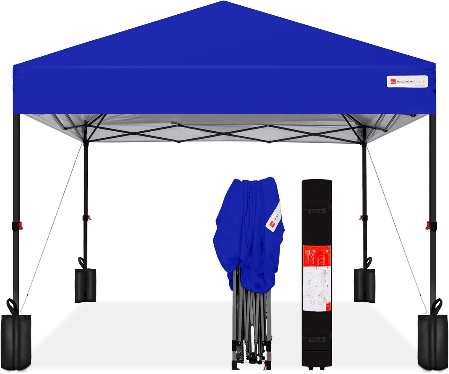 Best Choice Products 10x10ft Pop Up Canopy Tent, Outdoor Shade, 1 Person 1 Minute Set Up, Carry Case, 4 Weight Bags - White