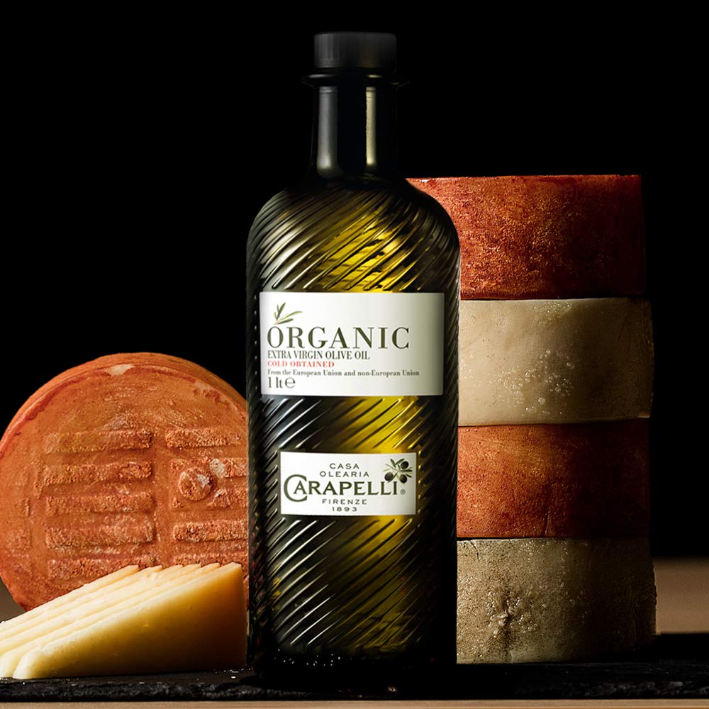 Carapelli - Organic Extra Virgin Olive Oil: Cold-Pressed Organic EVOO – 33.8 Fluid Ounces (1 Liter)